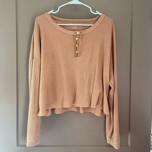 Long sleeve waffle knit cropped American Eagle sweater